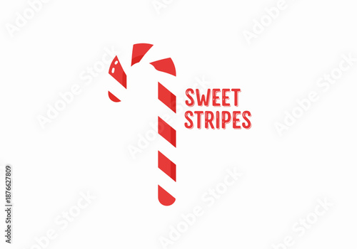 Sweet Stripes Candy Cane Illustration with Festive Red and White Design