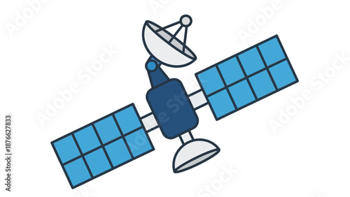 Satellite Dish and Solar Panels - Space Technology Illustration