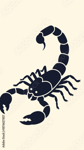 Scorpion Silhouette Icon Vector Art, Dark Insect Symbol on Cream Background