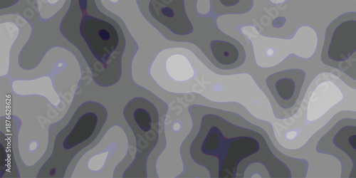 Abstract topographic contour map pattern with varying shades of gray and subtle purple outlines creating a visually dynamic and organic texture for backgrounds and design elements