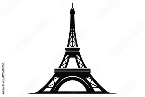 Paris City Travel Icon Eiffel Tower Silhouette Silhouette for Maps and Tour Guide Graphics