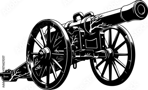Wallpaper Mural Old War Cannon silhouette vector illustration Torontodigital.ca