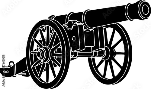 Old War Cannon silhouette vector illustration