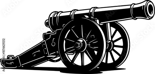 Old War Cannon silhouette vector illustration