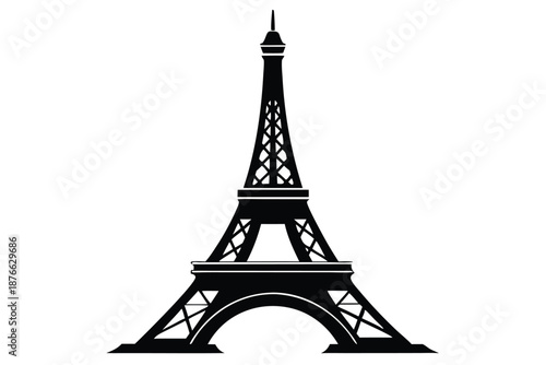 Detailed Iron Tower Silhouette of Eiffel Tower Paris for Architectural and Engineering Contexts