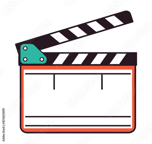 A widely recognized movie clapperboard graphic for various film production advertisements, video editing applications, filmmaking industry promotions, and cinematic event announcements.