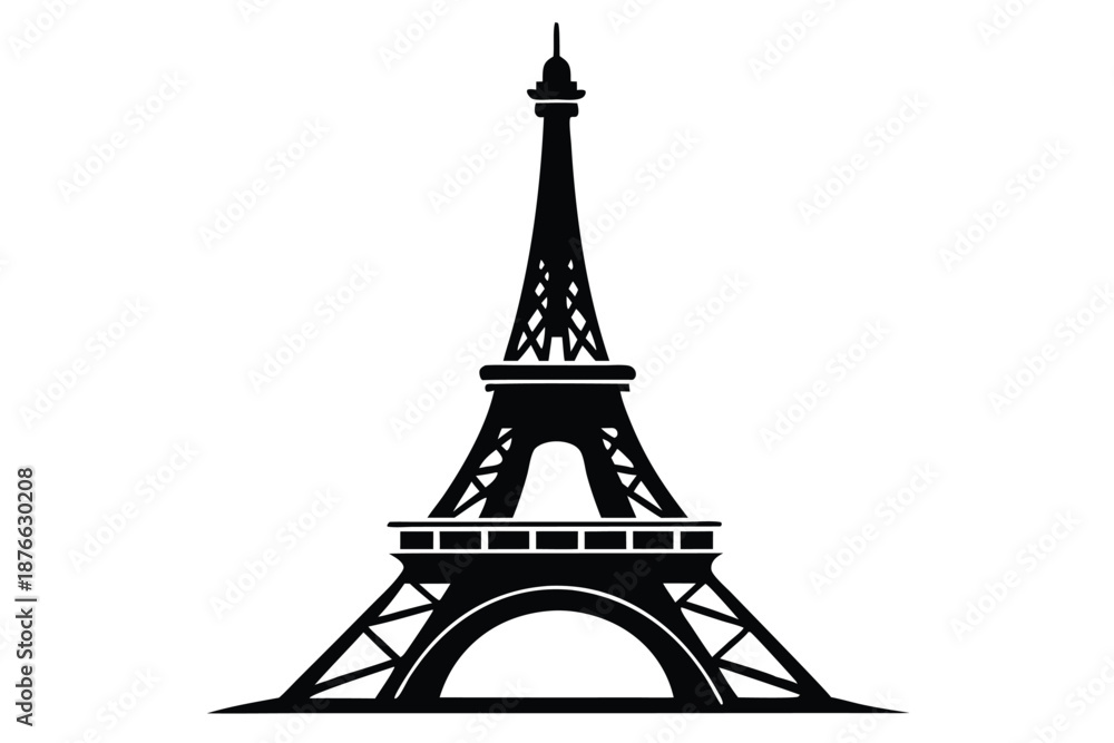 Obraz premium Artistic Silhouette of the Eiffel Tower Landmark for Creative Media and Cultural Projects