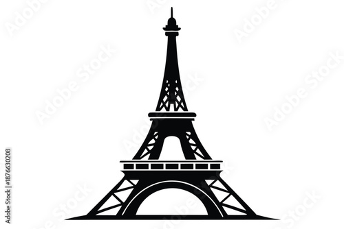 Artistic Silhouette of the Eiffel Tower Landmark for Creative Media and Cultural Projects