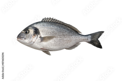 Isolated gilthead seabream fish on transparent background studio shot