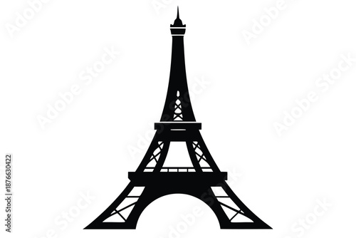 Clean Vector Illustration of Eiffel Tower Silhouette for Web Icons and User Interface Design