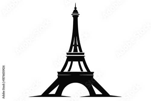 Traditional French Capital Icon Eiffel Tower Silhouette for Souvenirs and Merchandise