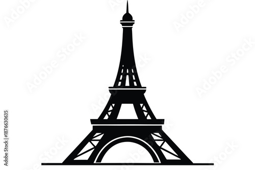 World Heritage Site Eiffel Tower Paris Silhouette Graphic for Global Landmark Collections