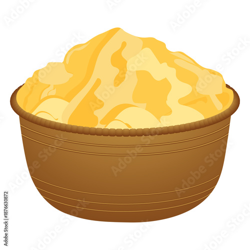 Clarified ghee butter jar. Food ingredient for cooking. Vector
