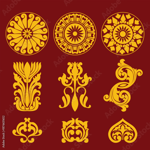 Sri Lankan traditional illustrations set