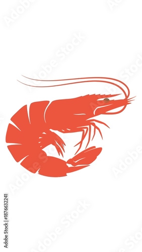 Vibrant Red Shrimp Illustration - Seafood Ingredient Icon