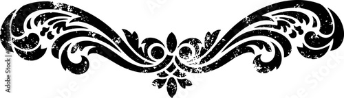 Vintage ornamental floral decorative border design with grunge texture