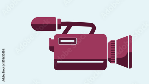 Vintage Video Camera Icon, Retro Camcorder Symbol, Filmmaking Equipment