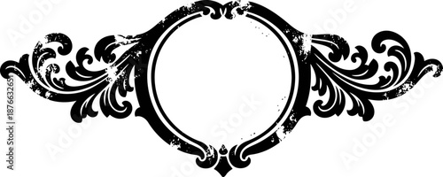 Vintage ornate frame with floral scrollwork and distressed texture design