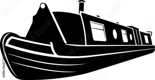 Narrowboat silhouette vector illustration