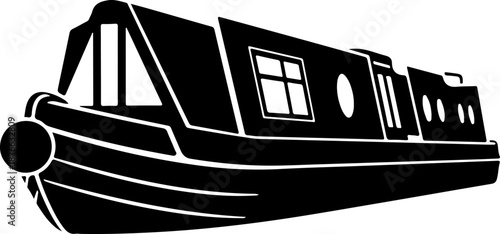 Narrowboat silhouette vector illustration