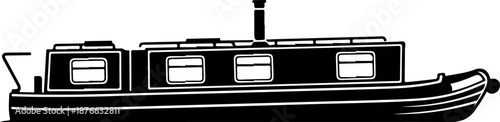 Narrowboat silhouette vector illustration