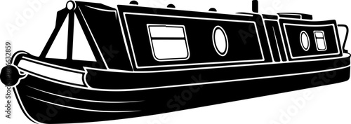 Narrowboat silhouette vector illustration