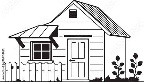 Vector illustration of a 3d residential house building with a modern roof and door icon design for real estate business and property sale