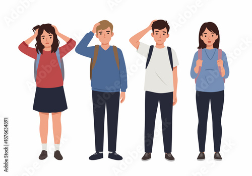 Stressed and Confused Students Facing Academic Pressure and Anxiety