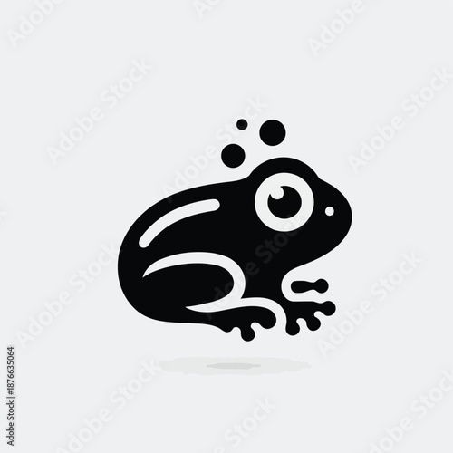 black and white illustration of a frog with bubbles high quality
