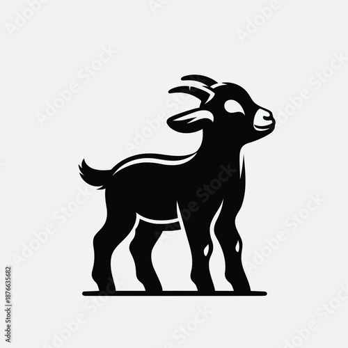 black silhouette of an animal with distinctive horns and tail