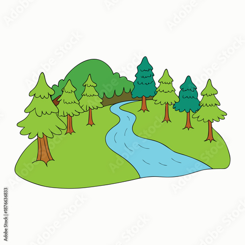 A clear brook winds through a quiet forest, sparkling over smooth stones, whispering to moss and roots as sunlight flickers through leaves, cooling the air with gentle motion.
