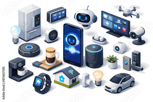Collection of smart home devices and gadgets for modern living