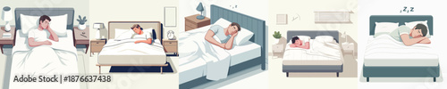 Vector Illustration of a Man Sleeping on a Bed