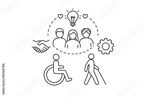 Diverse team collaboration and inclusion with accessibility and innovation