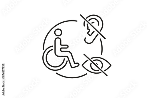 Icons representing disability awareness and accessibility for all people