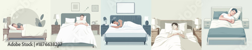 Vector Illustration of a Man Sleeping on a Bed
