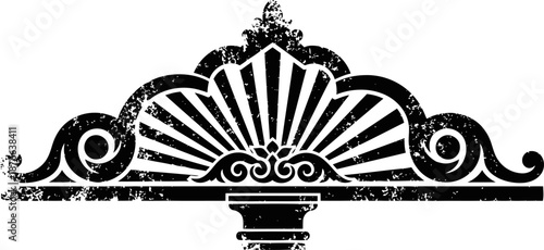 Vintage ornate decorative element antique black crown embellishment with symmetrical design