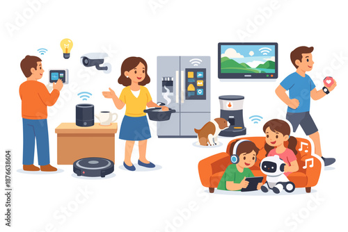 Smart home technology seamlessly integrates into daily family life, enhancing convenience and connectivity