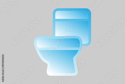 The image features a graphic illustration of a toilet, designed in a modern and clean aesthetic.