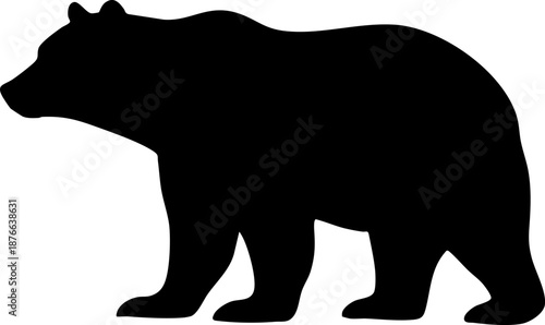 Black Bear Silhouette Standing Isolated Graphic Element