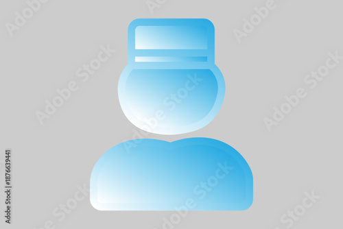 An abstract human silhouette representing a staff member, specifically a bellhop or hotel attendant, characterized by a rounded head wearing a flat-topped cap.