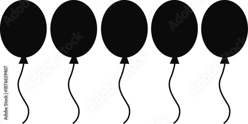 black balloons isolated on white background illustration vector file 