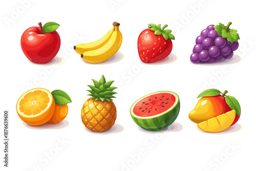 Assortment of vibrant, fresh fruits displayed on a clean white background