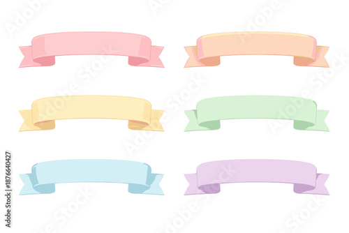 Collection of six pastel colored banners for design and decoration