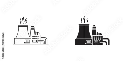 Industrial Factory with Smokestacks and Machinery