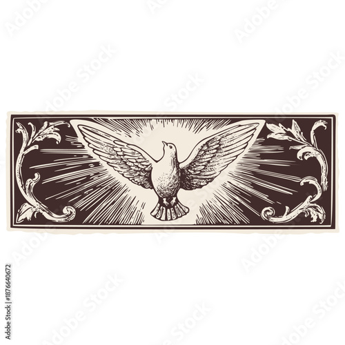 Decorative Holy Spirit Clipart for bible study motif. Hand drawn isolated vector symbol for pentecost scripture bible journaling, Catholic Church newsletter or Holy Ghost motif for Christianity sign