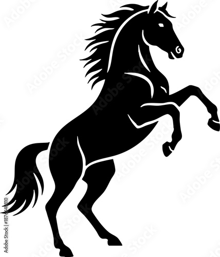 Strong Rearing Horse Vector Silhouette Illustration