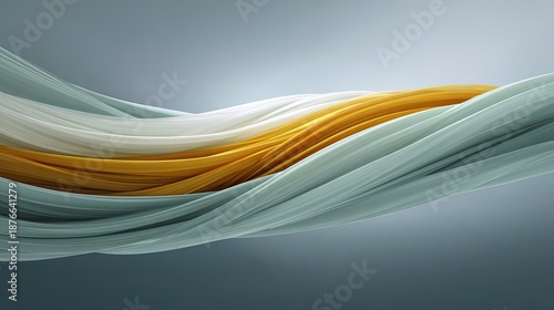 Elegant Flowing Lines in Soft Tones of White, Yellow and Blue Creating a Calm and Serene Abstract Background Design for Visual Media