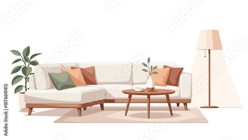 Cozy Living Room Interior with Modern Furniture and Decor.