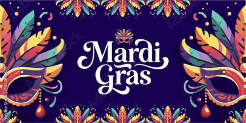 Mardi Gras festival design, isolated, illustration, vector, background, great for banner, poster, card and social media. 